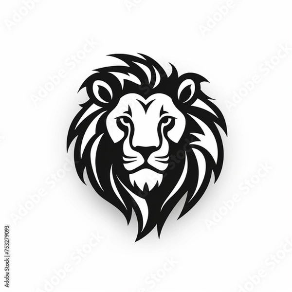 Fototapeta lion black icon on a white background in minimalism сreated with Generative Ai
