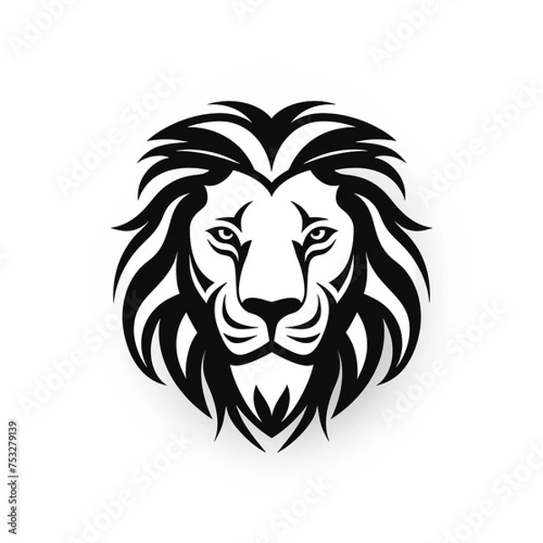 Fototapeta lion black icon on a white background in minimalism сreated with Generative Ai