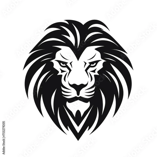 Fototapeta lion black icon on a white background in minimalism сreated with Generative Ai