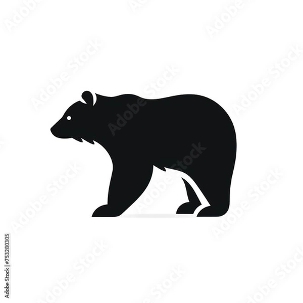 Fototapeta bear black icon on a white background in minimalism сreated with Generative Ai