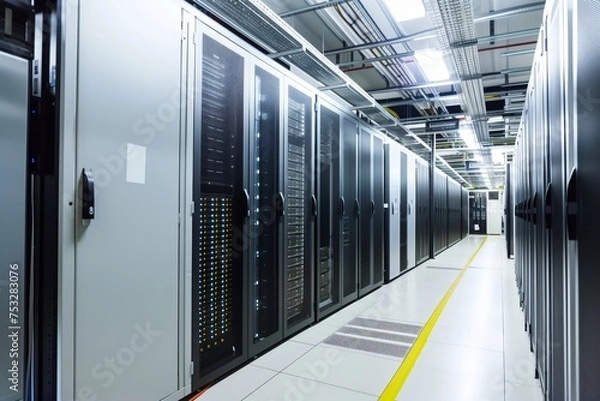 Fototapeta Modern Data Technology Center with Server Rack