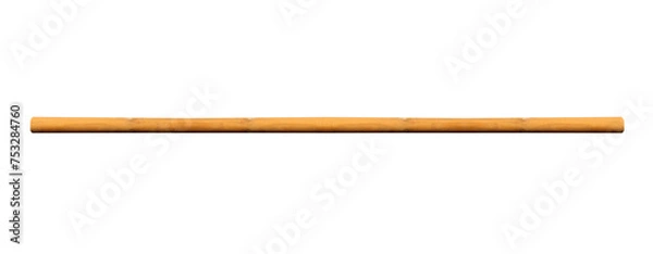 Fototapeta Horizontal, medium-length wooden stick on isolated transparent background