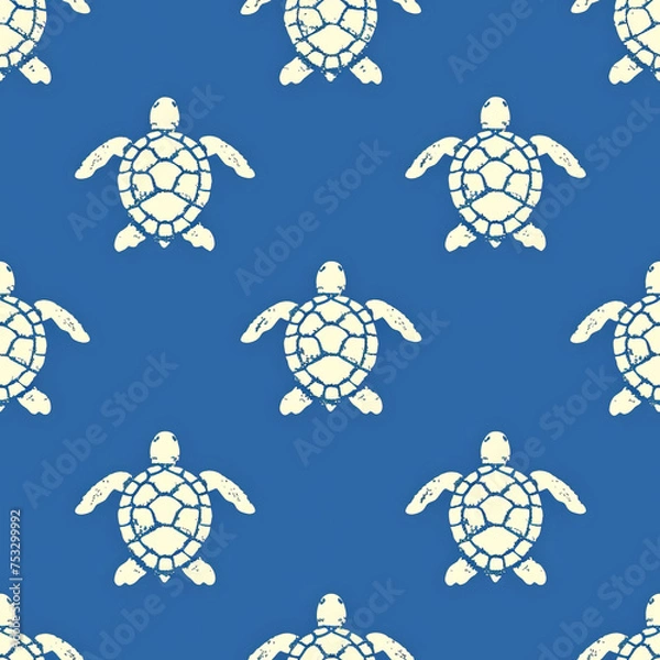 Obraz Ocean turtles as a background on a seamless tile, ai generated