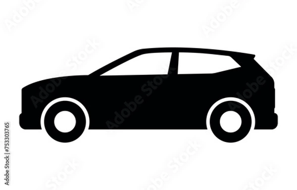 Fototapeta car badge, black crossover silhouette on isolated white background for web