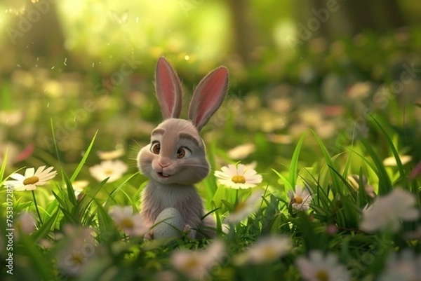 Fototapeta Easter Bunny in Animation 3D style