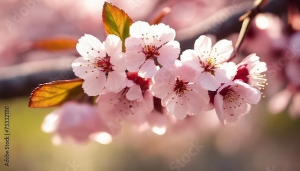 Fototapeta Spring cherry blossoms in soft light
