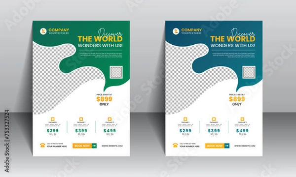 Fototapeta A travel flyer for exploring the world