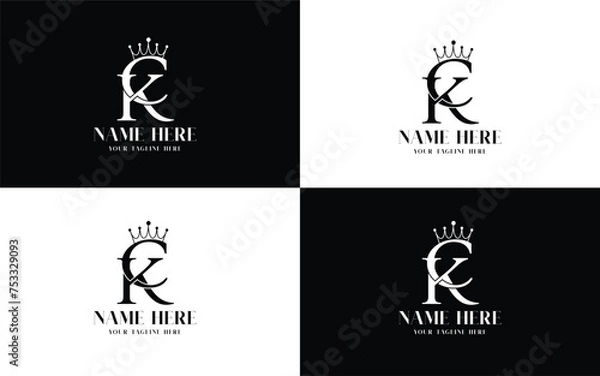 Obraz Modern letter CK logo design with crown