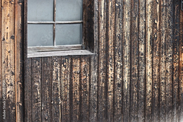 Obraz 日本の伝統的な焼杉の壁