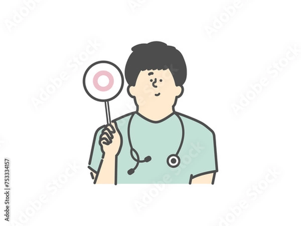 Fototapeta 男性医師のマルイラスト（⚪︎）