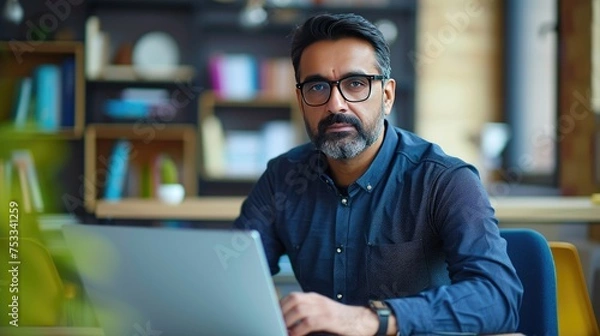 Obraz Man works on a laptop