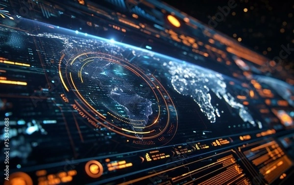 Fototapeta High-Tech Futuristic Interface Display Concept