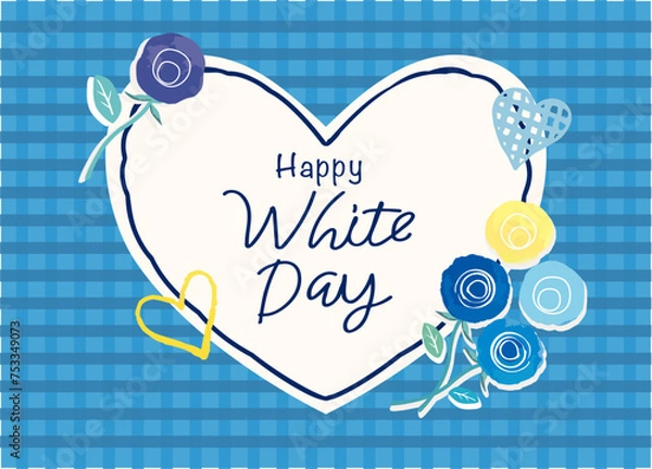 Obraz ホワイトデー ハートとバラの花　バナーや広告用素材