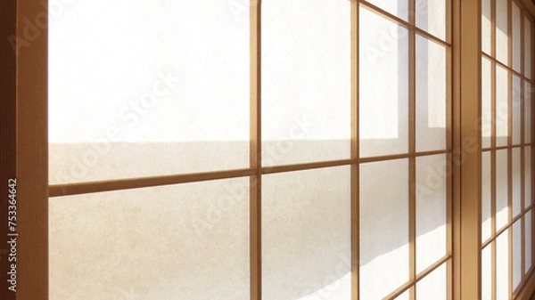 Fototapeta 明るい障子窓 和モダンのインテリアの和室