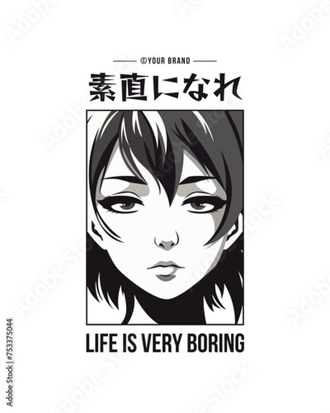 Fototapeta japanese streetwear tshirt women Eye design illustration