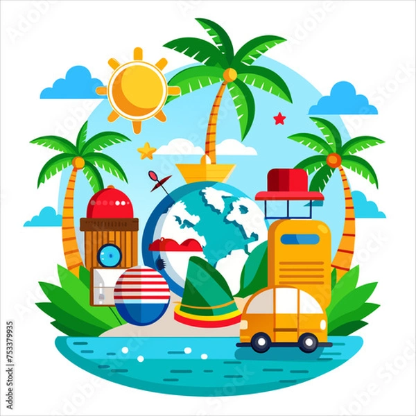 Obraz summer vacation illustration