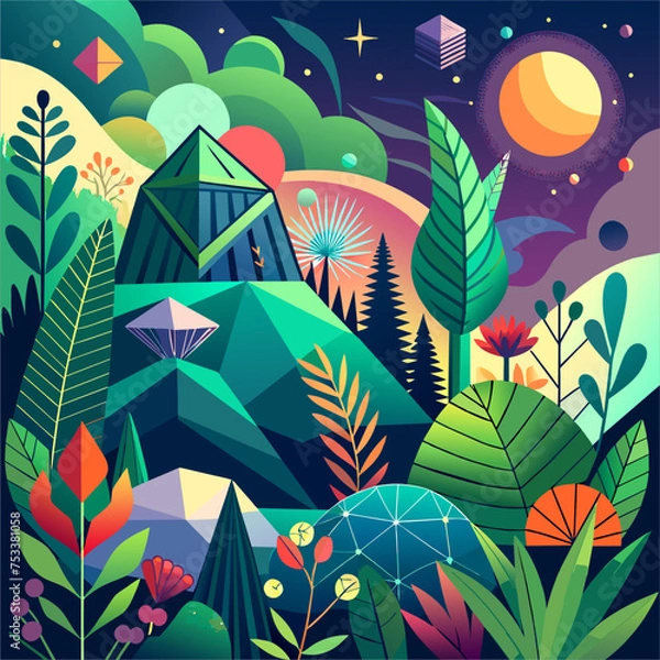 Obraz pattern with flowers and leaves