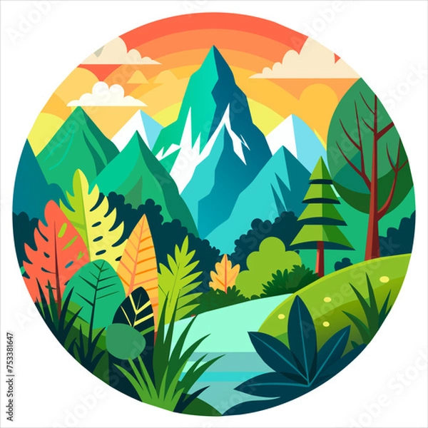 Obraz landscape with trees and mountains