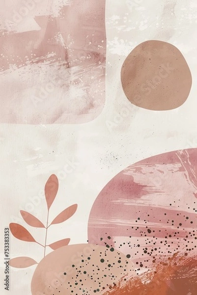 Obraz Earthy Elegance: Abstract Painting with Leaf Motif