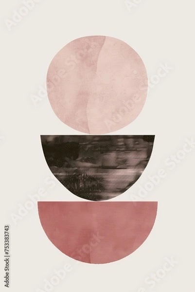 Obraz Interlocking Circles: A Playful Abstract in Pink and Black