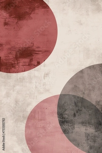 Fototapeta Textured Background with Red, Gray and White Circles
