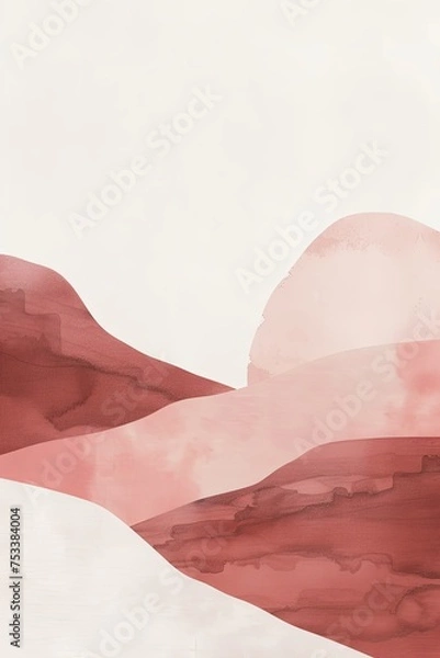 Obraz Crimson Peaks: Watercolor Painting of Red Mountains