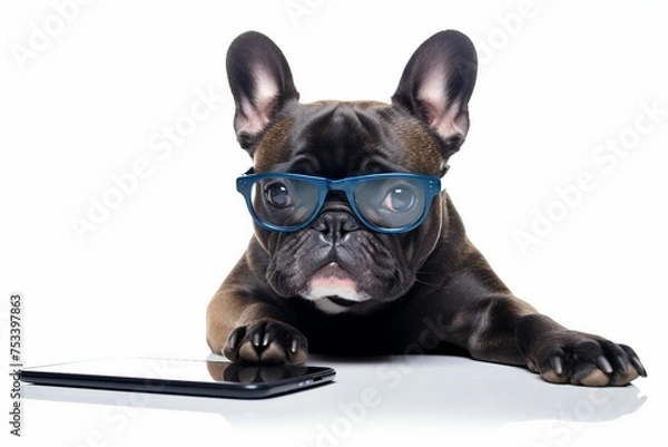 Fototapeta 스마트폰 강아지