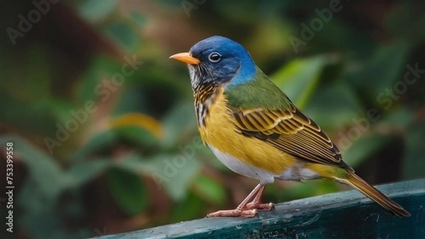Fototapeta Follow bird beneath canopy tropical paradise whose feathers equal vibrant blossoms far-off flowers. flits among the trees, plumage,  symphony pinks, oranges, and purples, creates a spectacle color.