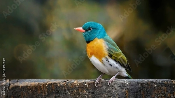 Fototapeta Follow bird beneath canopy tropical paradise whose feathers equal vibrant blossoms far-off flowers. flits among the trees, plumage,  symphony pinks, oranges, and purples, creates a spectacle color.