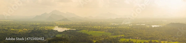 Fototapeta Views over the Dambulla region from the top of Sigiriya rock fortress, in the Dambulla in the Central Province, Sri Lanka