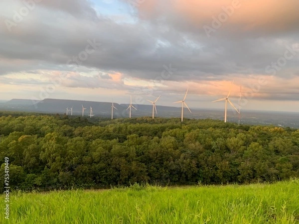 Fototapeta Windmill view point Lam Takhong Dam