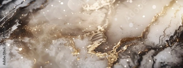 Fototapeta Marble material in gold beige gray as background	