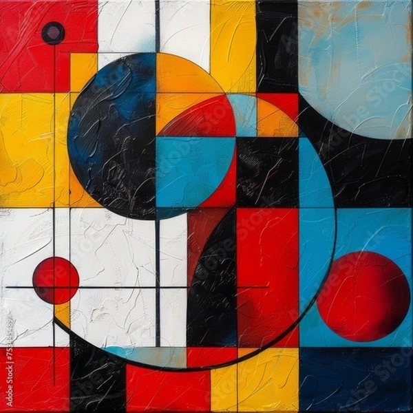 Fototapeta Abstract Painting Featuring Circles and Squares