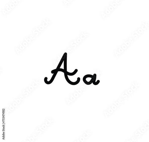 Fototapeta Letter (A) with simple hand drawn. Typography on white background. vector illustration.