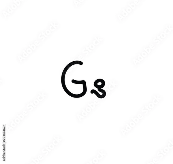 Fototapeta Letter (G) with simple hand drawn. Typography on white background. vector illustration.
