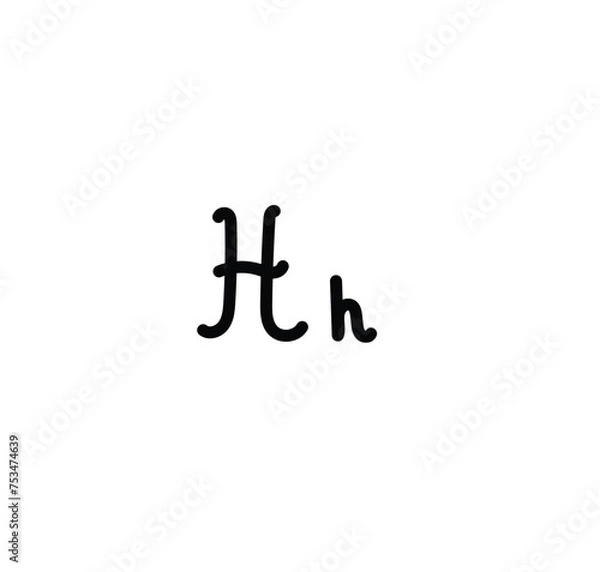 Fototapeta Letter (H) with simple hand drawn. Typography on white background. vector illustration.