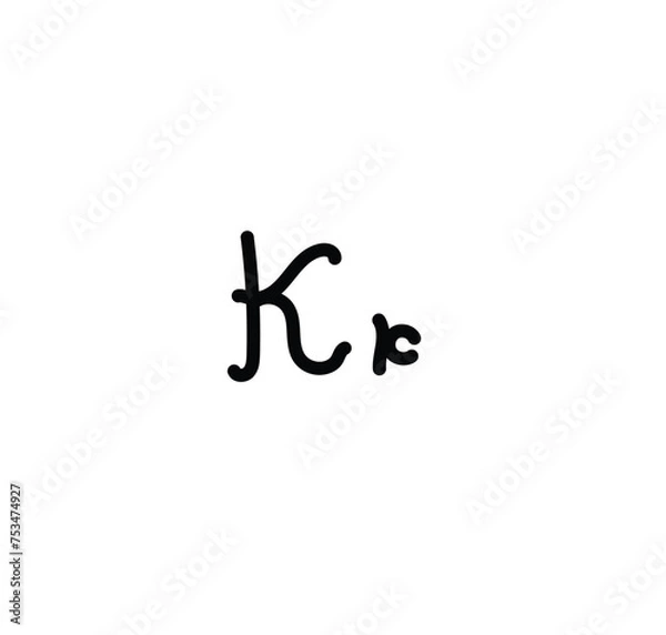Fototapeta Letter (K) with simple hand drawn. Typography on white background. vector illustration.