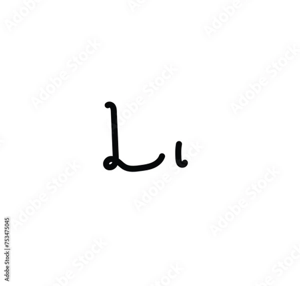 Fototapeta Letter (L) with simple hand drawn. Typography on white background. vector illustration.
