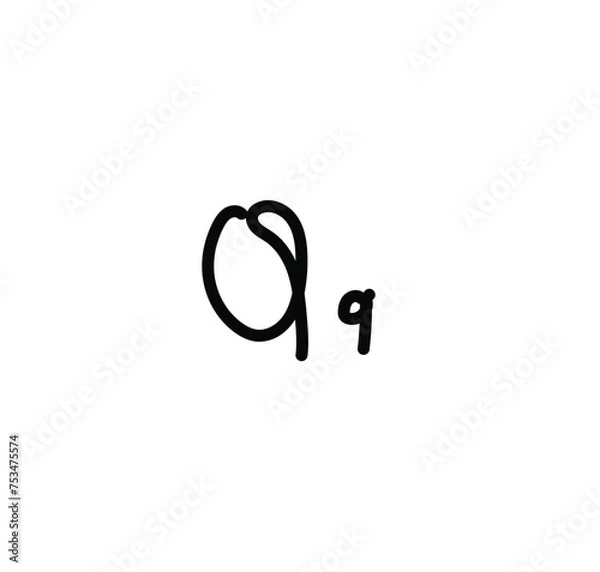 Fototapeta Letter (Q) with simple hand drawn. Typography on white background. vector illustration.