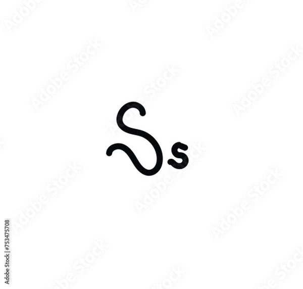 Fototapeta Letter (S) with simple hand drawn. Typography on white background. vector illustration.