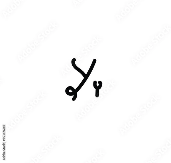 Fototapeta Letter (Y) with simple hand drawn. Typography on white background. vector illustration.