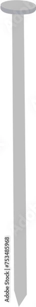 Fototapeta A simple light grey nail flat 2D illustartion drawing vector image
