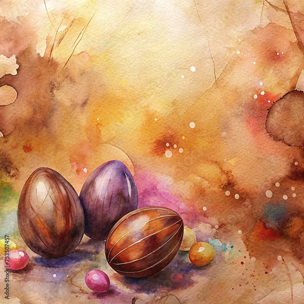 Obraz Easter Wallpaper With Chocolate Eggs