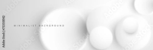 Fototapeta Abstract minimalist white background with circular elements vector.