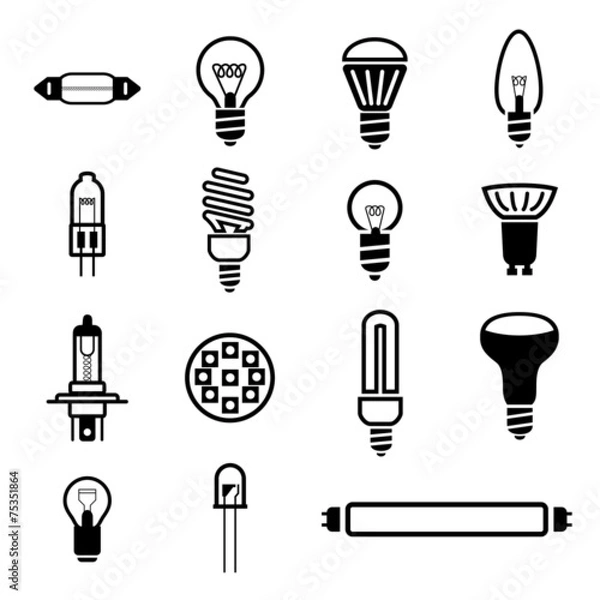 Fototapeta Simple editable bulbs 15 icons.