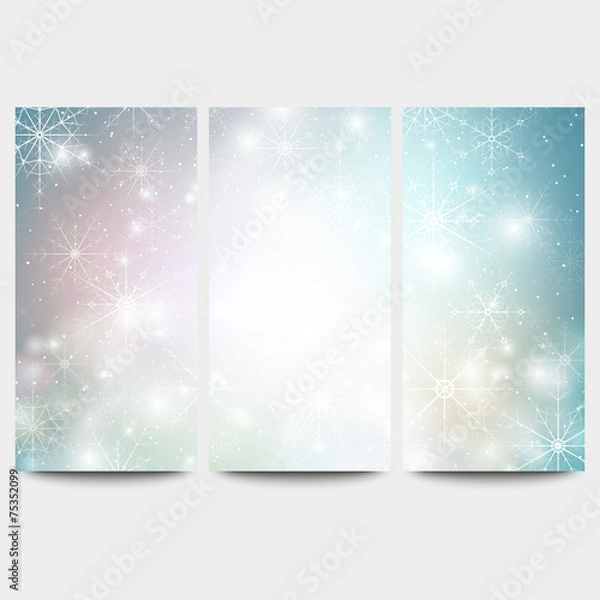 Fototapeta Winter backgrounds set with snowflakes. Abstract winter design