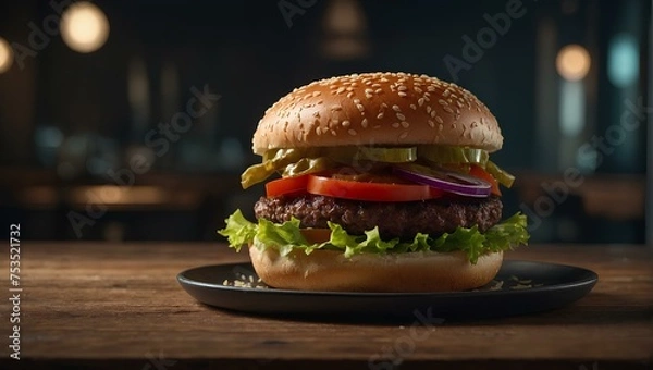 Fototapeta Hamburger on the table