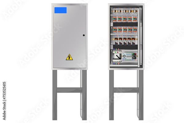 Fototapeta Electrical Panel With magnetic contactor 