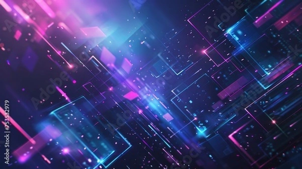 Obraz Illuminated Circuit Board: Abstract Tech Background in Red and Blue