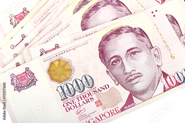 Obraz Singapore Dollars on a white background.